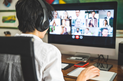 Woman on a work video conference