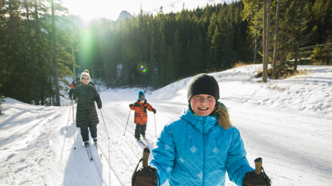 Family cross-country skiing