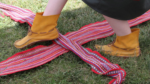 Metis dancer performs the sash dance