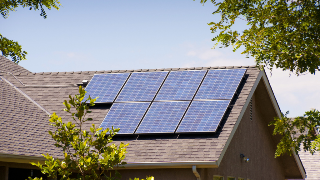 Solar panels on the roof of a house